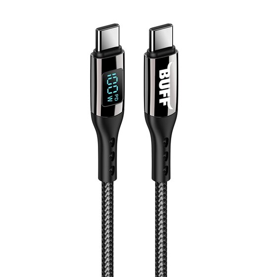 Buff 100W Type-C-Type-C 1.2m Dijital Ekranlı Kablo