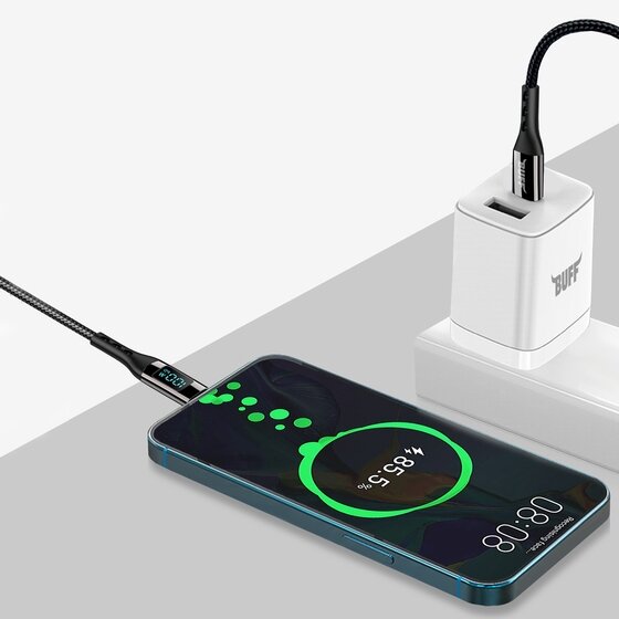 Buff 100W Type-C-Type-C 1.2m Dijital Ekranlı Kablo
