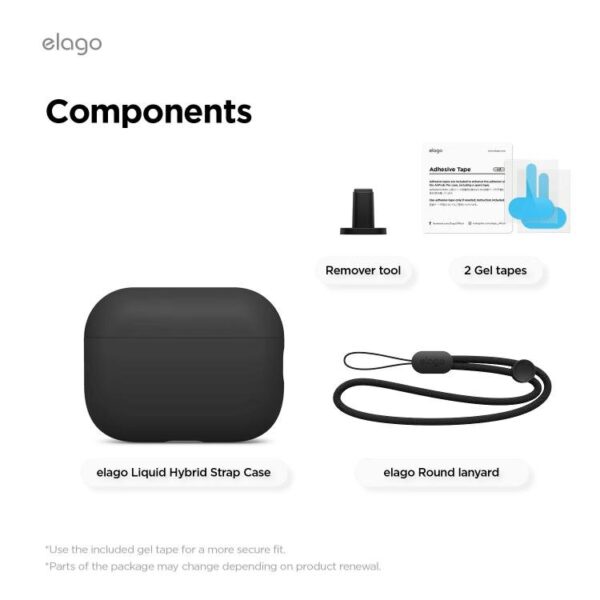 Elago Apple AirPods Pro 3 Liquid Hybrid Strap Kılıf – Siyah