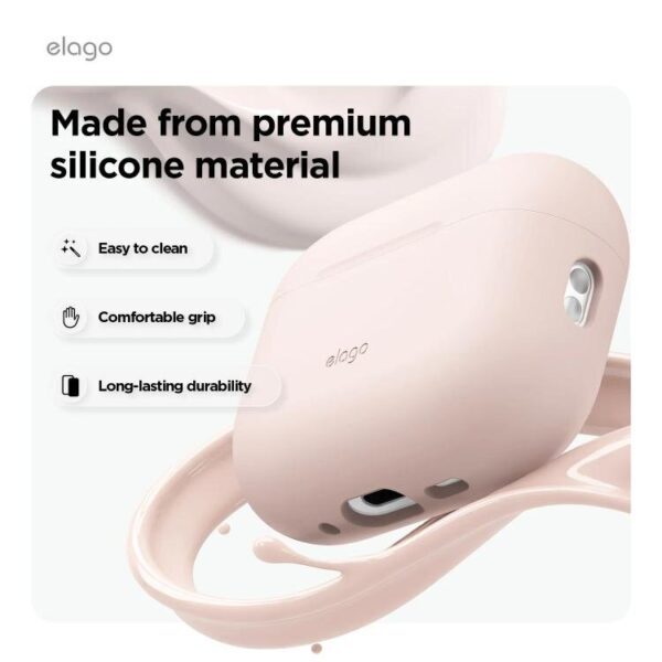 Elago Apple AirPods Pro 3 Silikon Hang Kılıf – Kum Pembesi