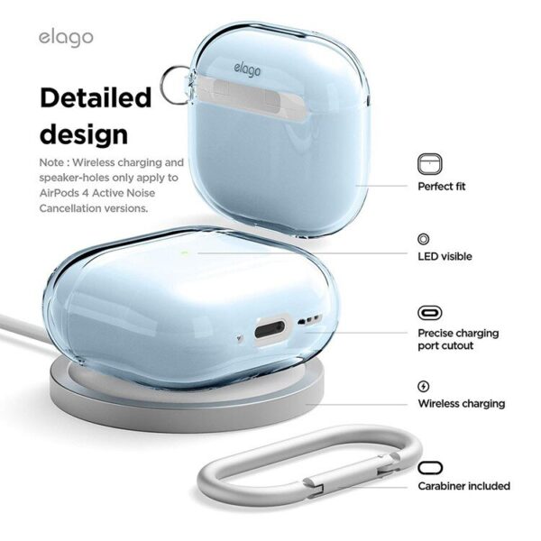 Elago AirPods 4 Şeffaf Askılı Kılıf – Aqua Mavi