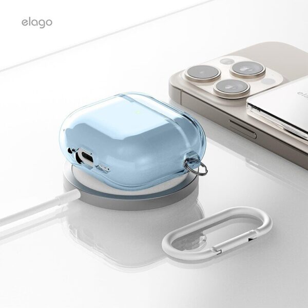 Elago AirPods 4 Şeffaf Askılı Kılıf – Aqua Mavi