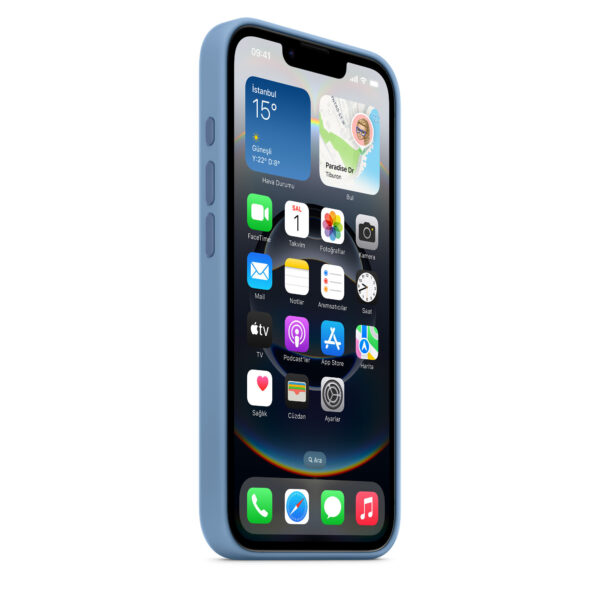 iPhone 16e için Silikon Kılıf – Buz Mavisi